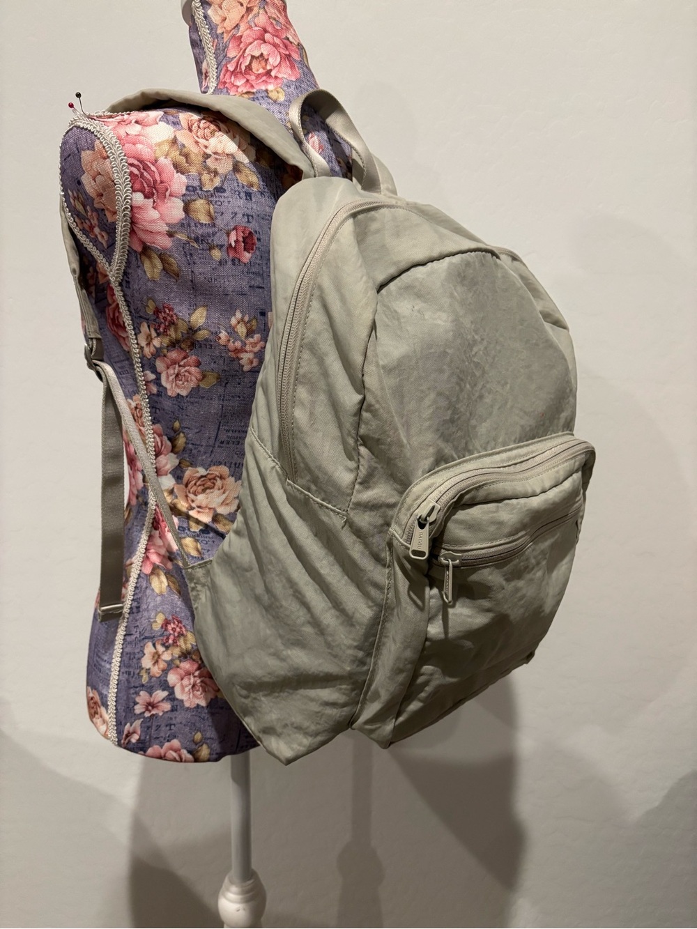 Baggu Light Grey Nylon Everyday Backpack